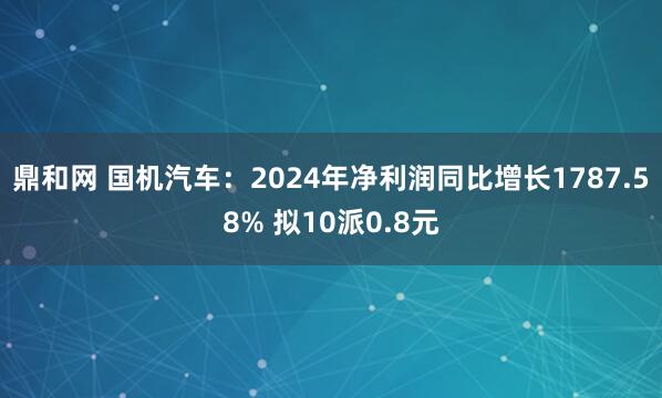 鼎和网 国机汽车：2024年净利润同比增长1787.58% 拟10派0.8元