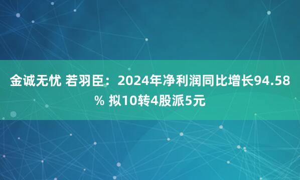 金诚无忧 若羽臣：2024年净利润同比增长94.58% 拟10转4股派5元